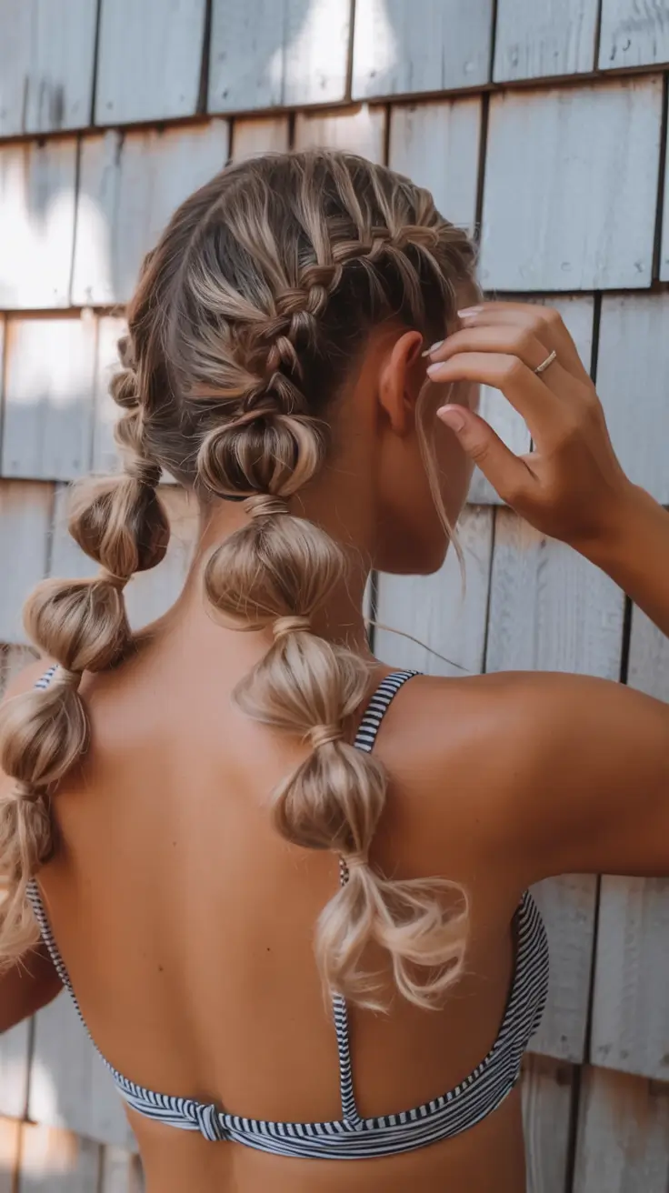 Practical Summer Swimming Hairstyles 2025 Playful Braided Bubble Pigtails