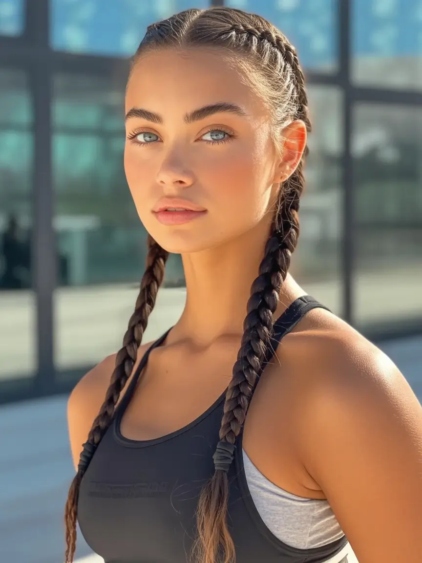 Practical Summer Swimming Hairstyles 2025 Classic Double Braids for Active Days