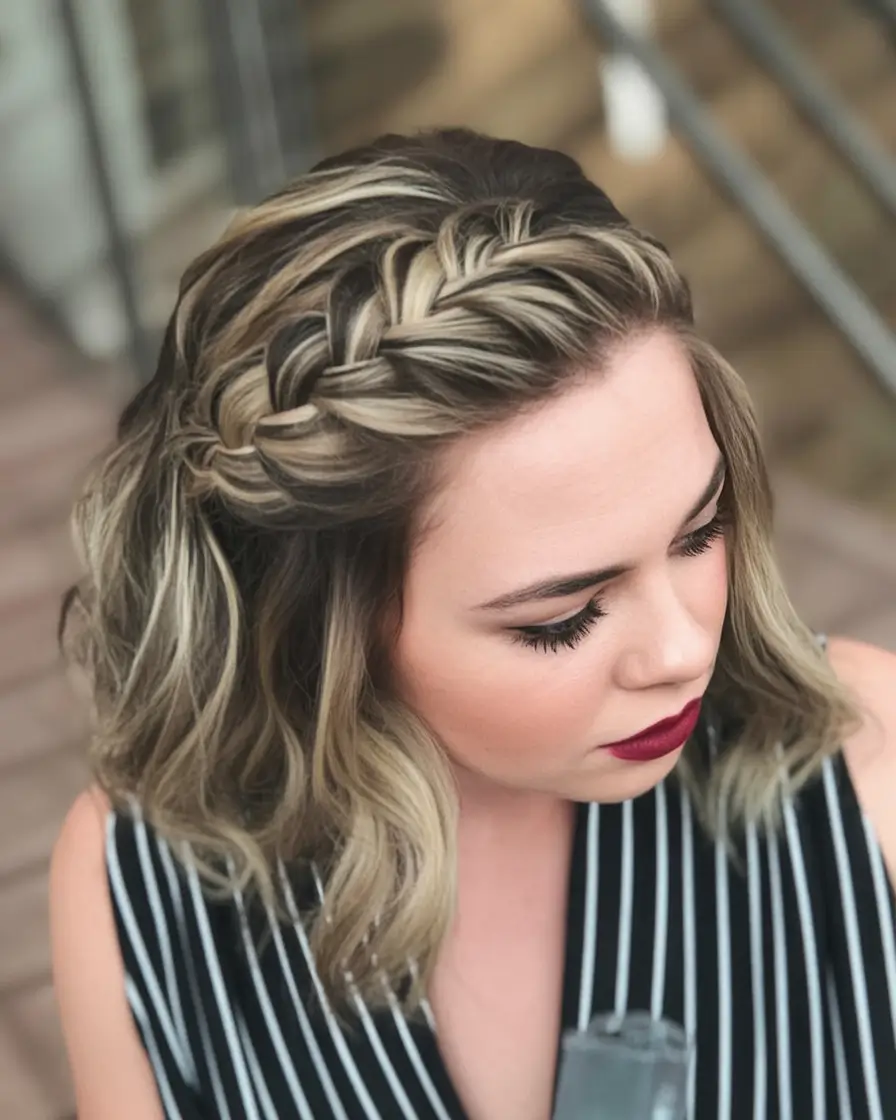 Quick Styles Summer Simple Hairstyle 2025 Chunky Crown Braid on Highlighted Bob
