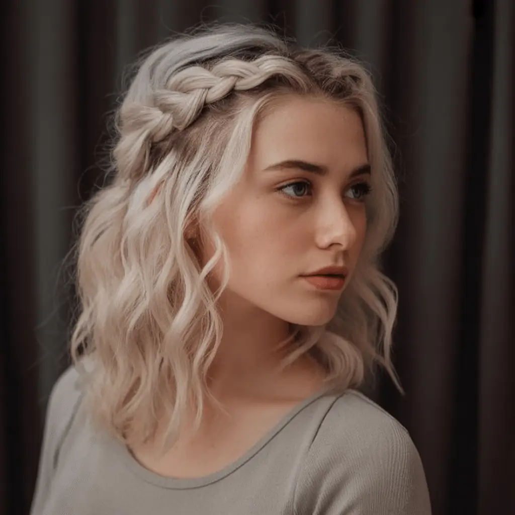 Quick Styles Summer Simple Hairstyle 2025 Side Braid Crown on Soft Blonde Waves