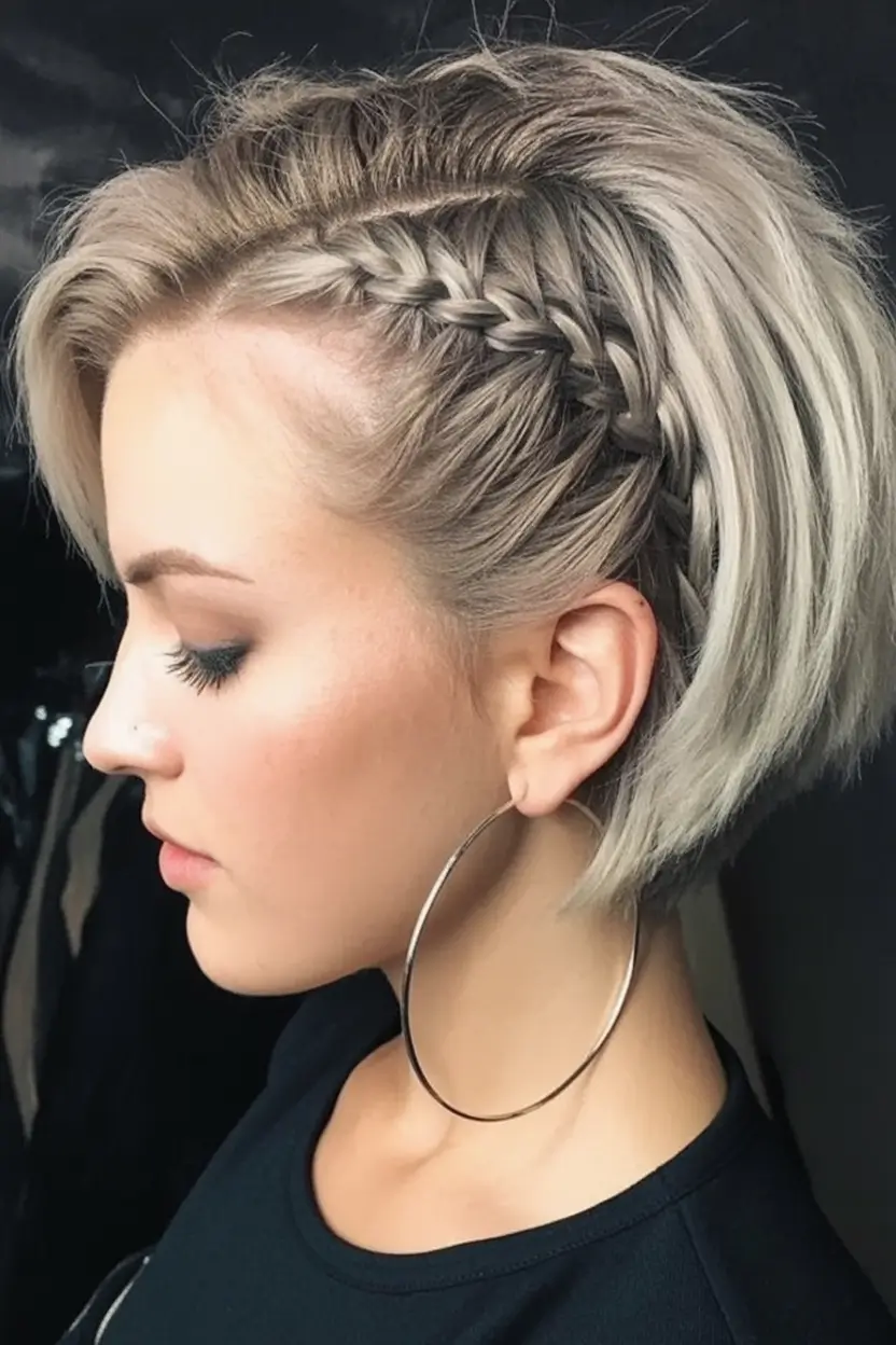Quick Styles Summer Simple Hairstyle 2025 Edgy Side Braid On Platinum Bob