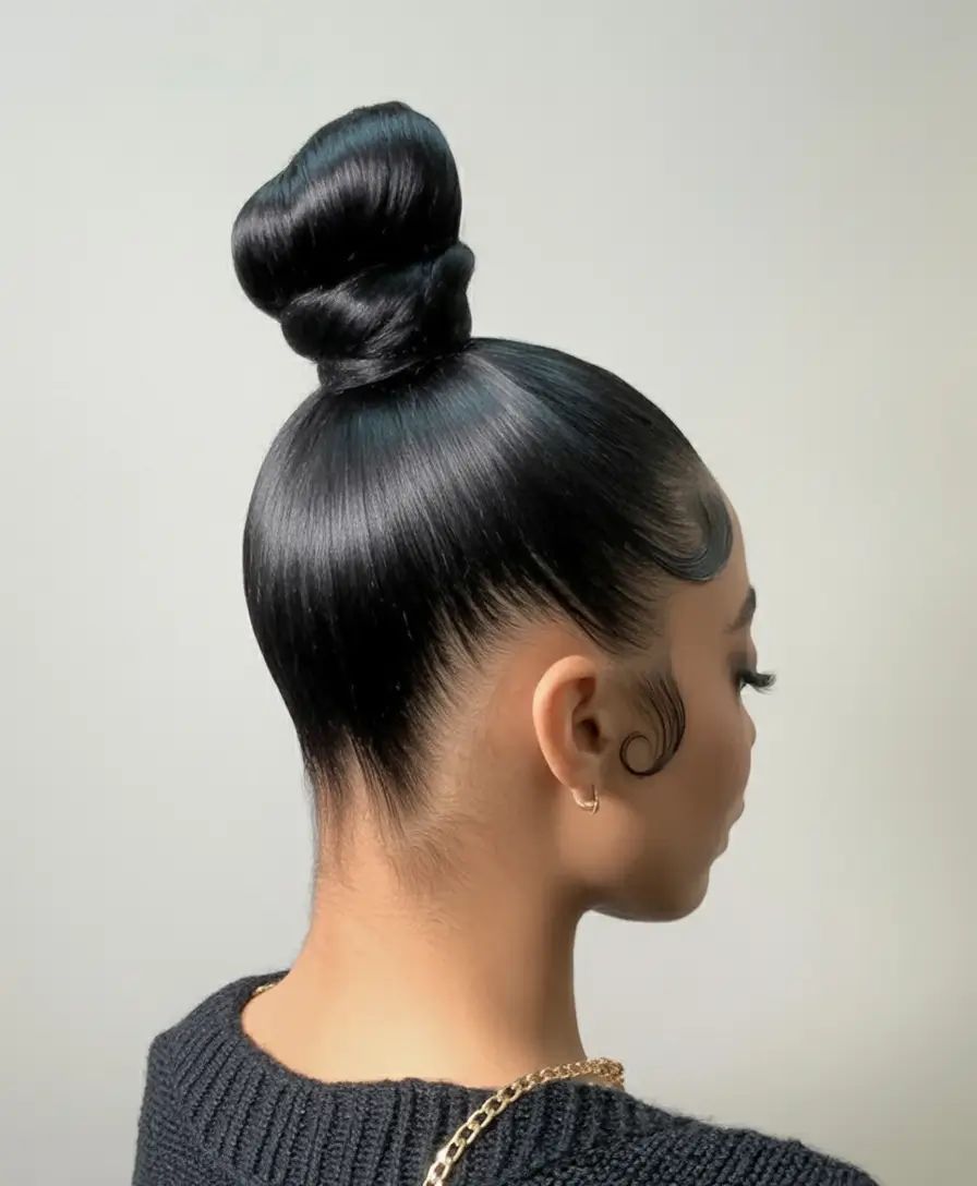 Quick Styles Summer Simple Hairstyle 2025 Glossy Top Knot With Slicked Sides