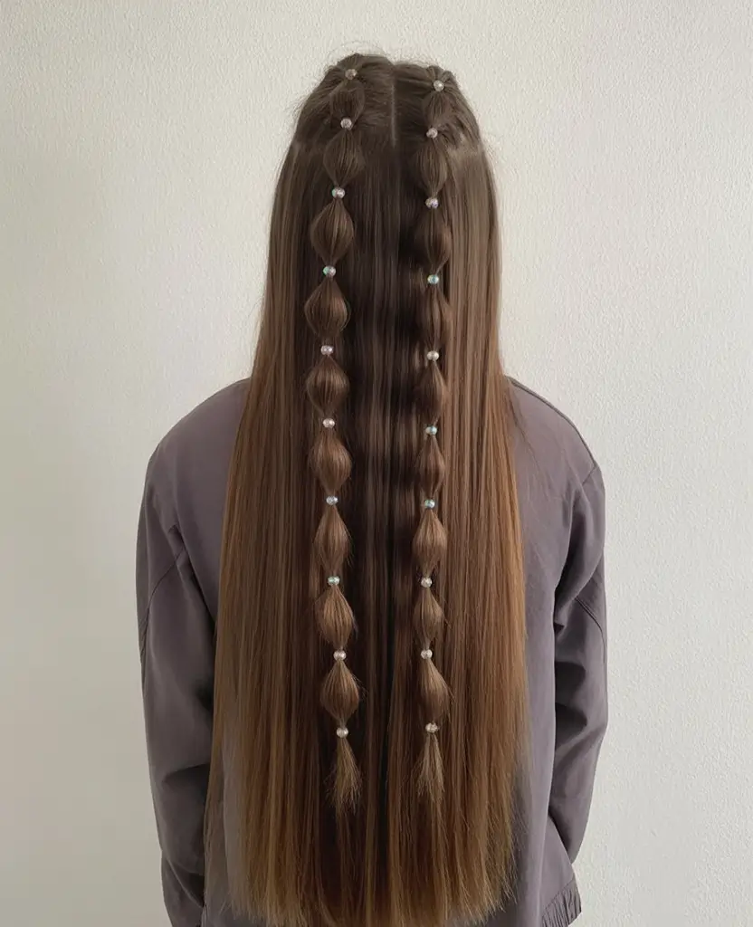 Quick Styles Summer Simple Hairstyle 2025 Bubble Braids With Beaded Elastic Ties