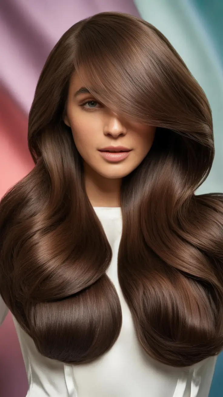 Summer 2025 Long Haircuts: Elegant & Flowing Ideas Liquid Brunette Drama