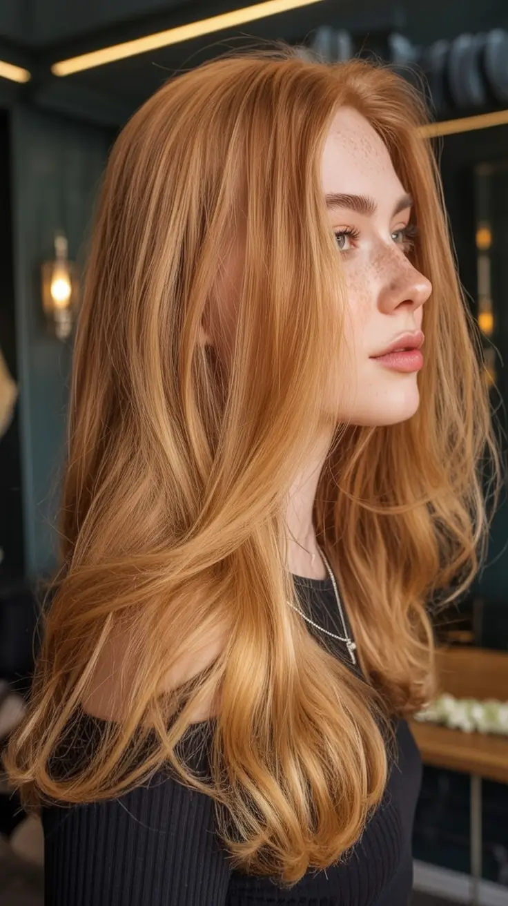 Summer 2025 Long Haircuts: Elegant & Flowing Ideas Warm Golden Copper Flow