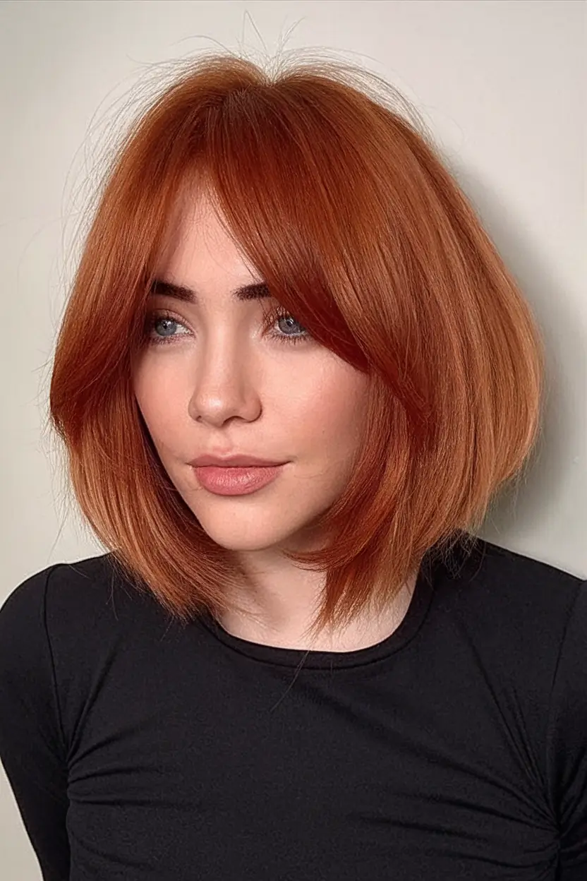 summer bob hairstyles 2025 Classic Rounded Bob In Rich Auburn