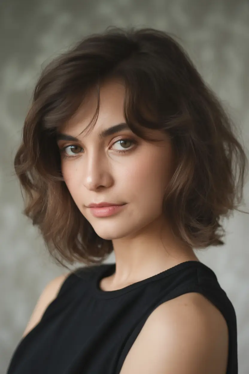 Summer Bob Hairstyles 2025 Wavy Brunette with French-Girl Energy