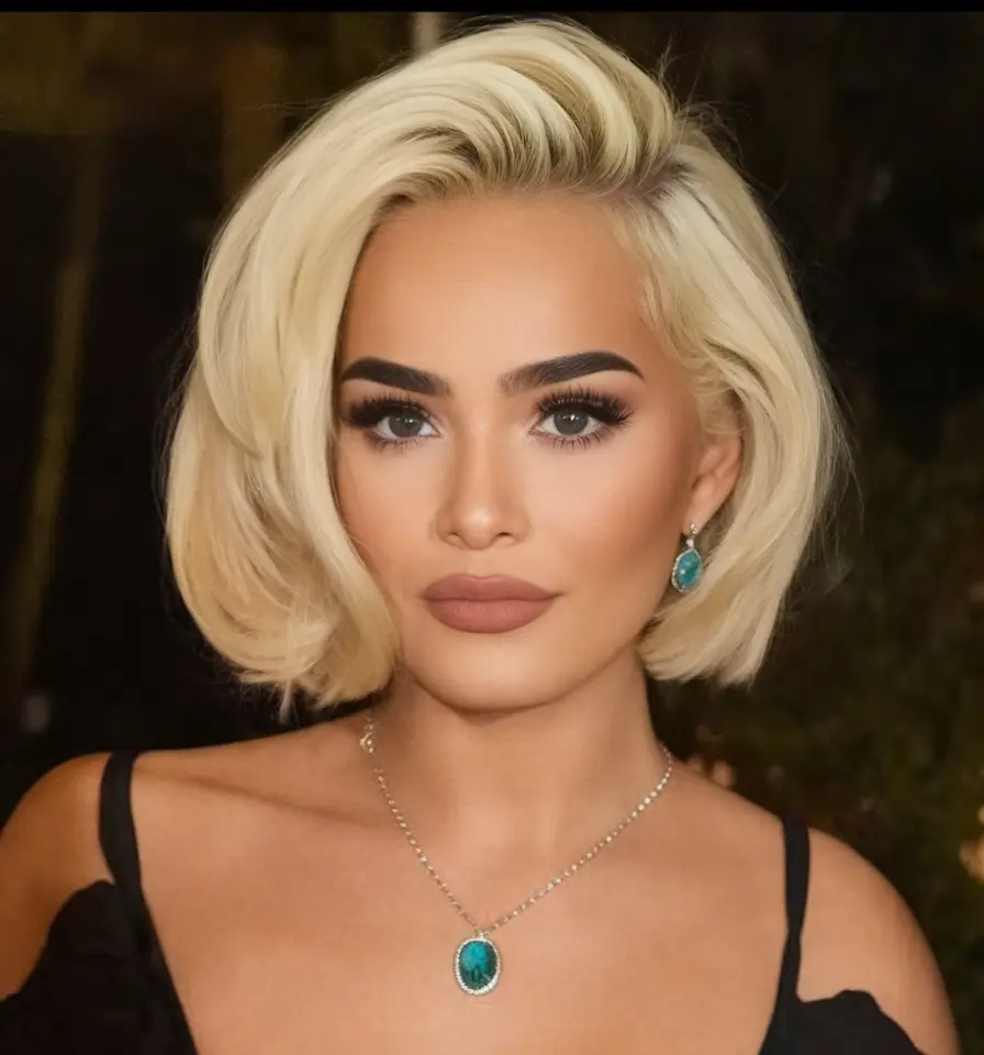 summer bob hairstyles 2025 Bombshell Platinum with Sculpted Volume