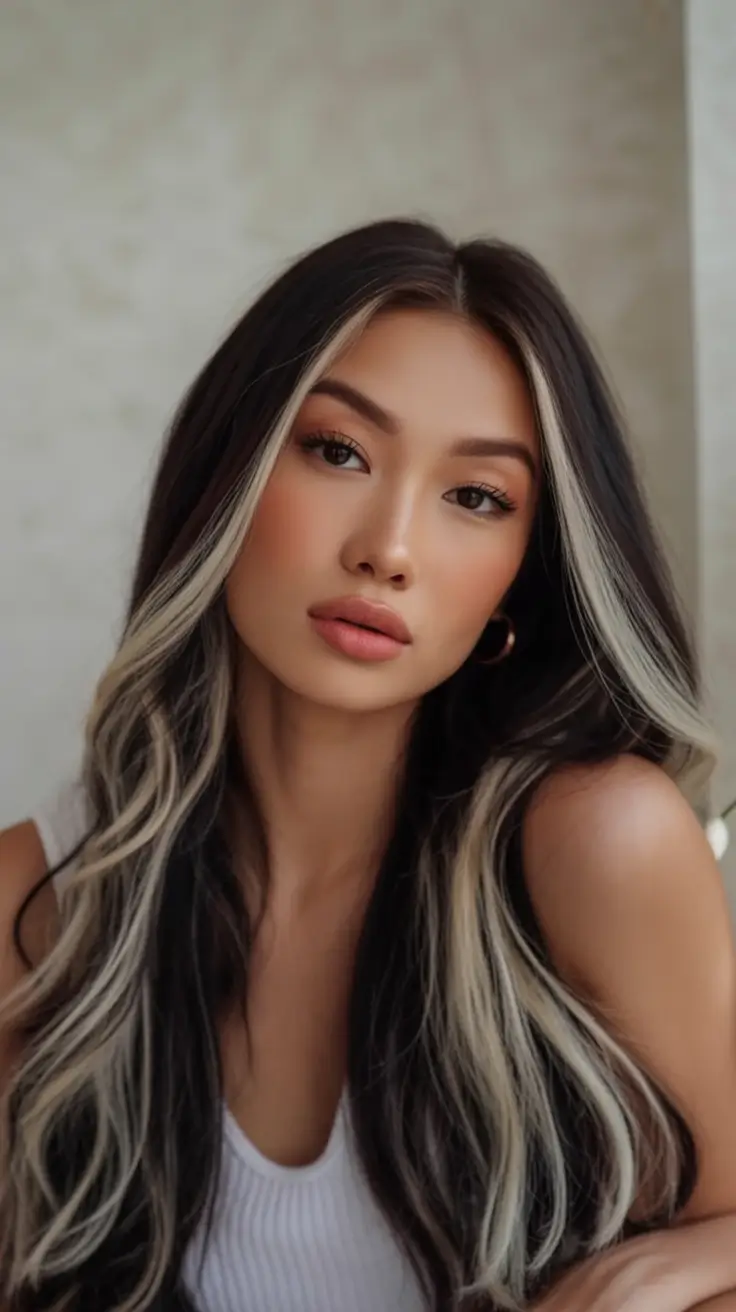 Sun-Kissed Highlight Ideas for Brunettes - Summer 2025! Bold Money Piece on Espresso Waves