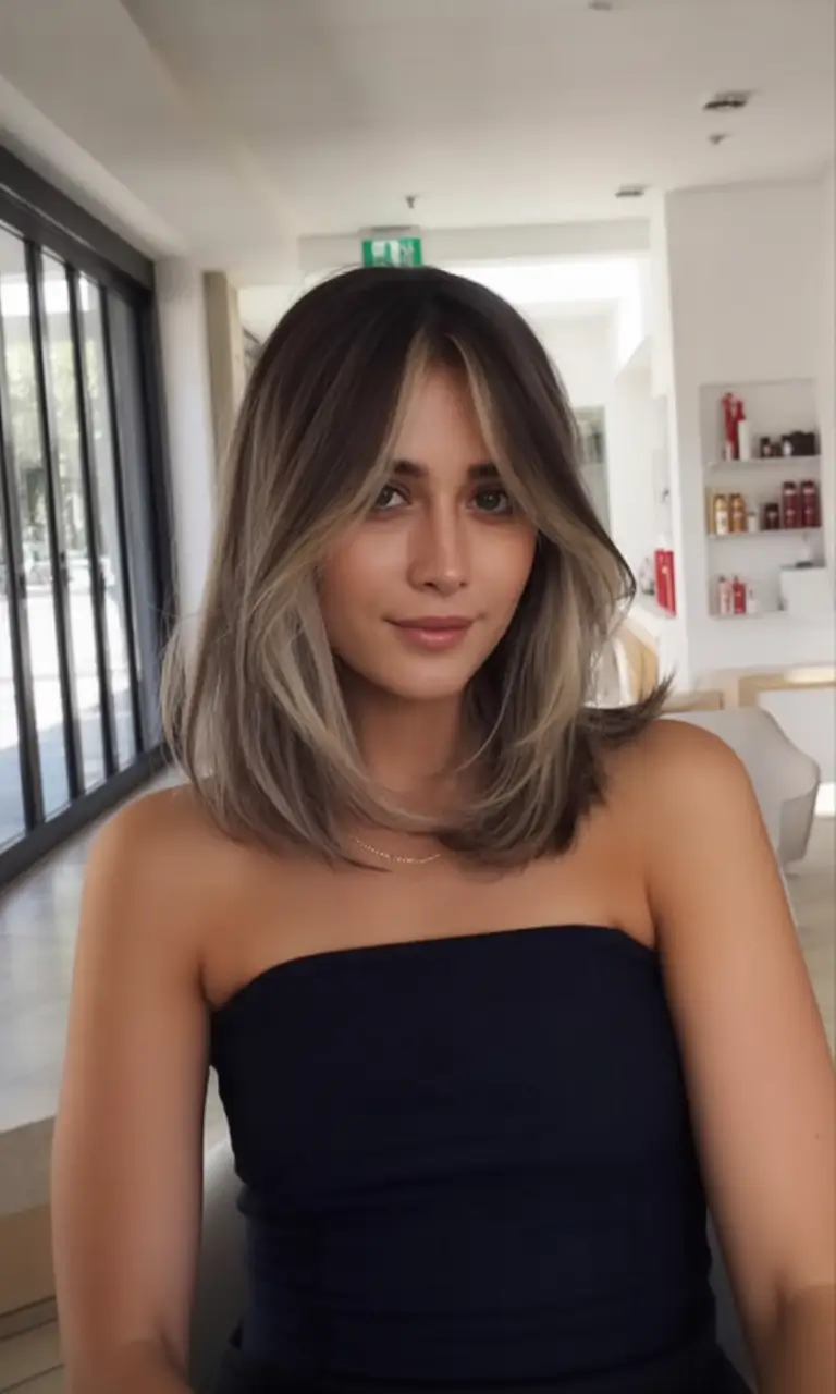 Sun-Kissed Highlight Ideas for Brunettes - Summer 2025! Soft Curtain Layers with Sandy Ends