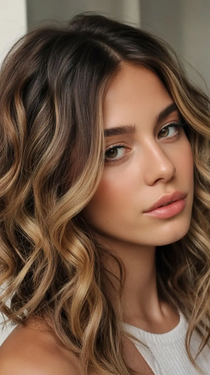 Sun-Kissed Highlight Ideas for Brunettes - Summer 2025! Curled Volume with Golden Face-Frames