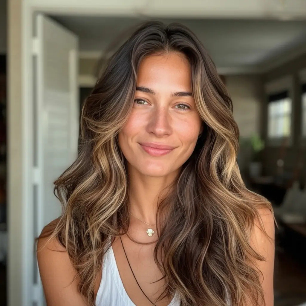 Sun-Kissed Highlight Ideas for Brunettes - Summer 2025! Buttercream Ribbons on Sunkissed Brunette