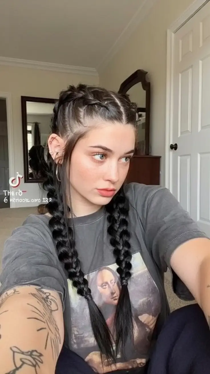 Vacation Hairstyles for Summer 2025: Chic Inspiration Thick Dutch Braids with Cool Girl Energy