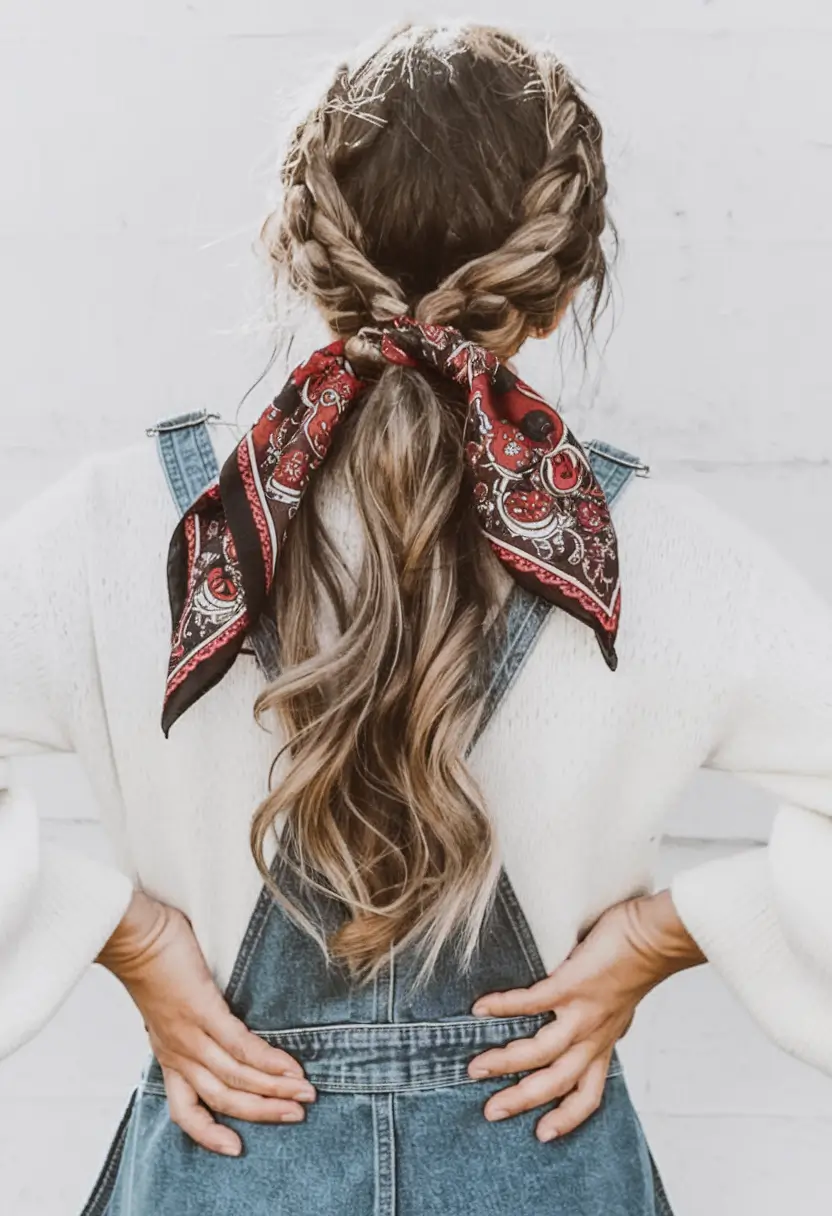 Vacation Hairstyles for Summer 2025: Chic Inspiration Bandana Braids with Boho Vibes