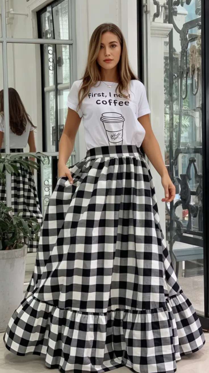wardrobe ideas for july 2025 Graphic Drama and Gingham Whimsy