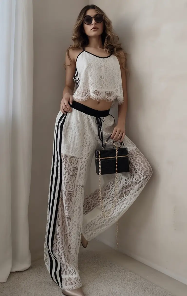 wardrobe ideas for july 2025 Lace Meets Athleisure