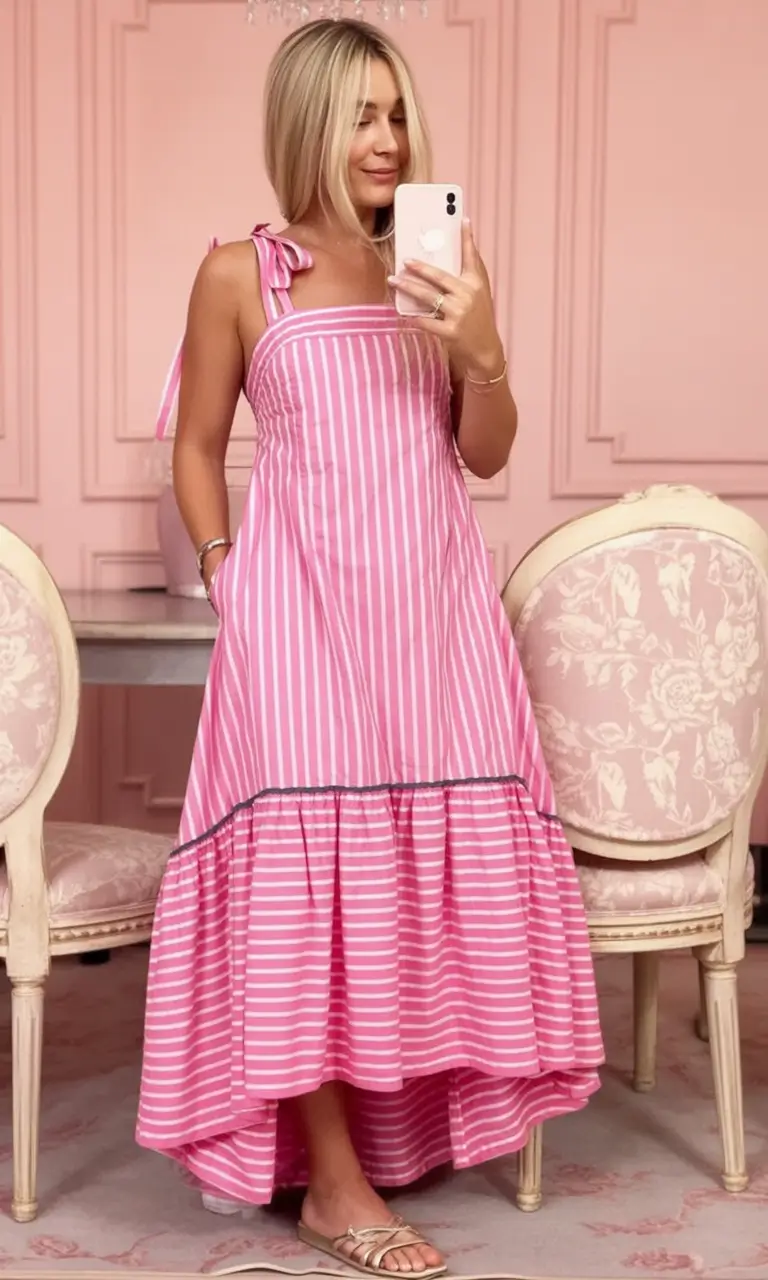 wardrobe ideas for july 2025 Pink Stripes and Barefoot Bliss