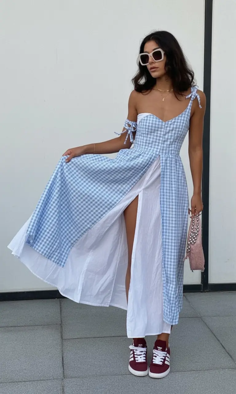 wardrobe ideas for july 2025 Gingham Reimagined with Street-Style Twist