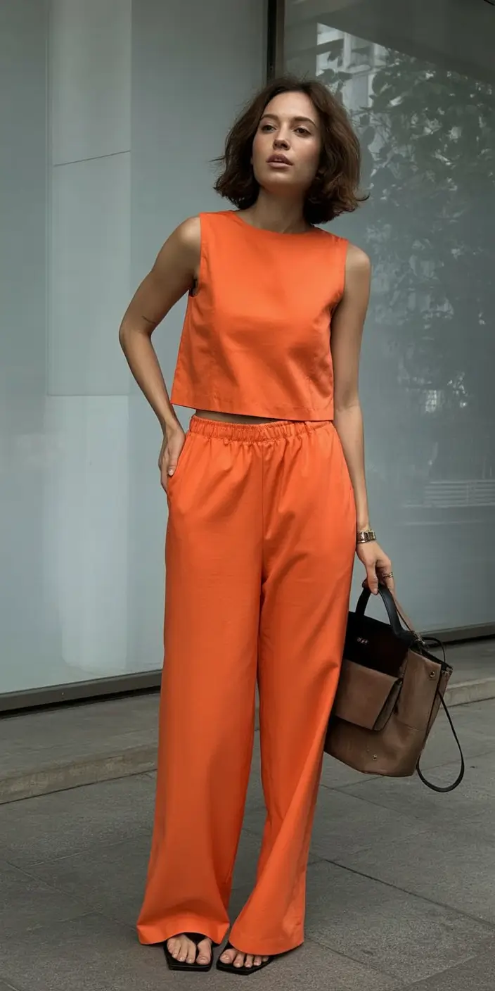 wardrobe ideas for july 2025 Bold Orange Minimalism