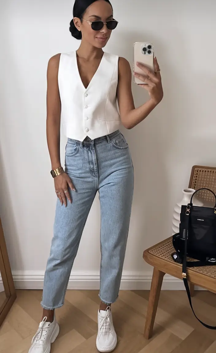 wardrobe ideas for june 2025 Sharp & Cool in Cream and Denim