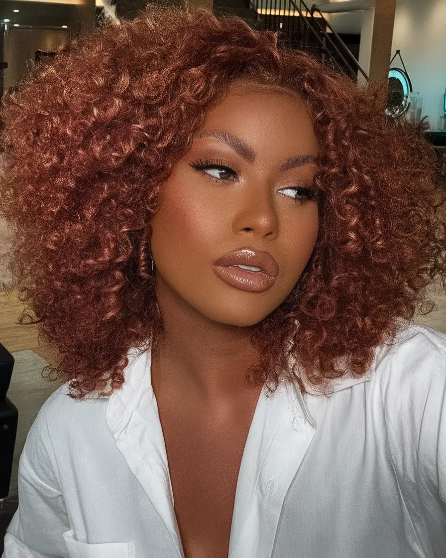 Wigs Hairstyle Summer 2025: Stylish Inspiration Round Copper Curls with Defined Shape