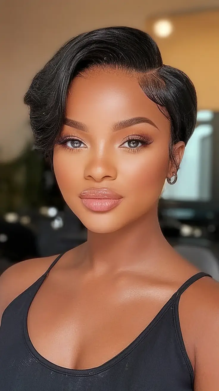 Wigs Hairstyle Summer 2025: Stylish Inspiration Sculpted Pixie with Classic Side Part