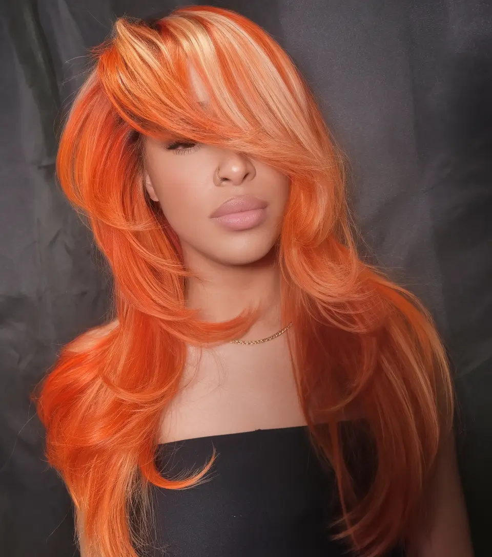 Wigs Hairstyle Summer 2025: Stylish Inspiration Layered Orange Citrus Crush