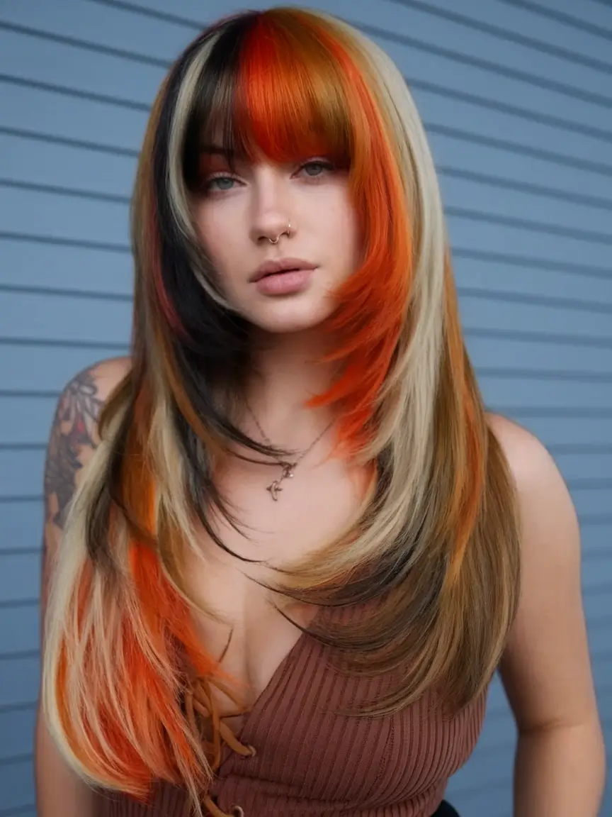 Wigs Hairstyle Summer 2025: Stylish Inspiration Layered Fire & Ice with a Baddie Bang