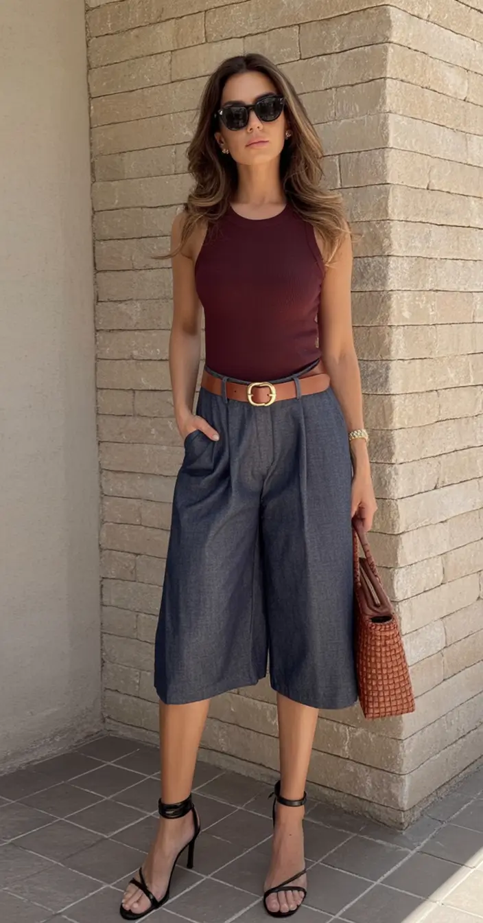August Fashion outfits: Easy Ideas 2025 Burgundy And Denim Twist
