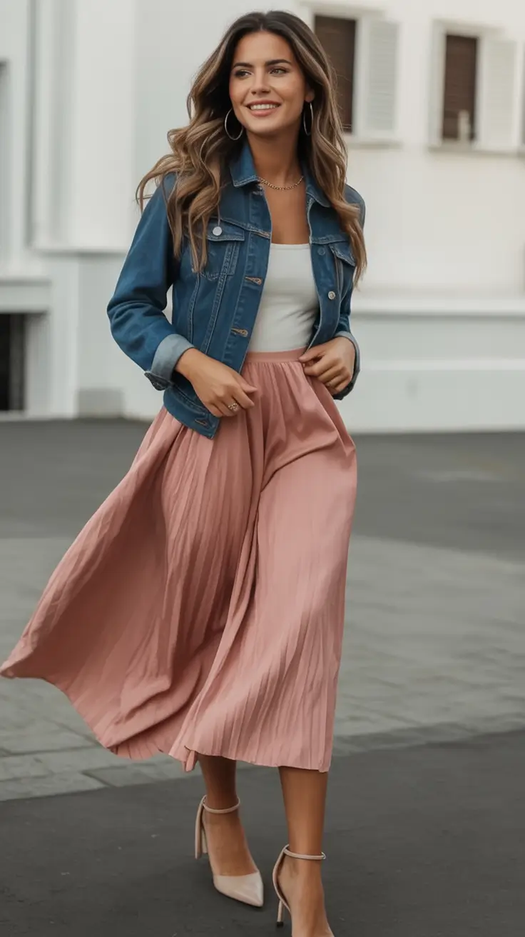 August Fashion outfits: Easy Ideas 2025 Blush And Denim Spin
