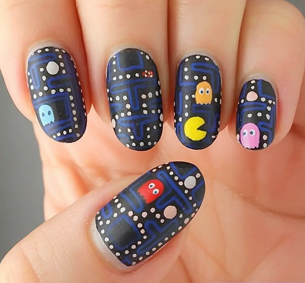 back to school nails ideas 2025 Pac Maze Throwback with a Fresh Beat