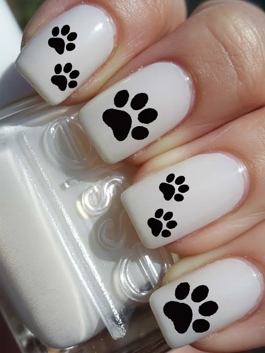 back to school nails ideas 2025 Paw Prints and Pencils Ready