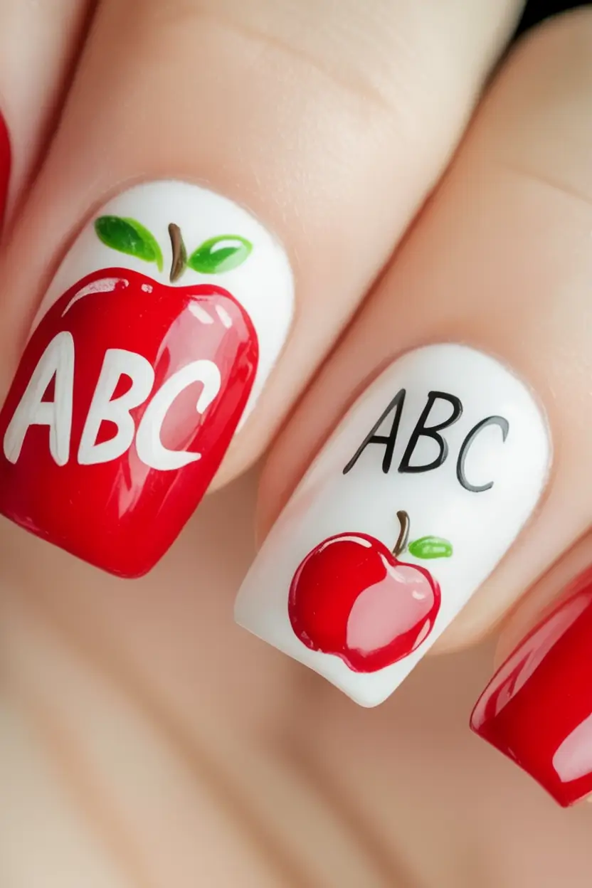 back to school nails ideas 2025 ABC Nails for Hallway Heroes