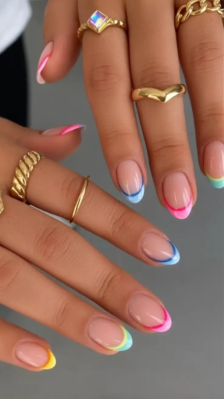 back to school nails ideas 2025 Color-Pop French Tips for a Fresh Semester