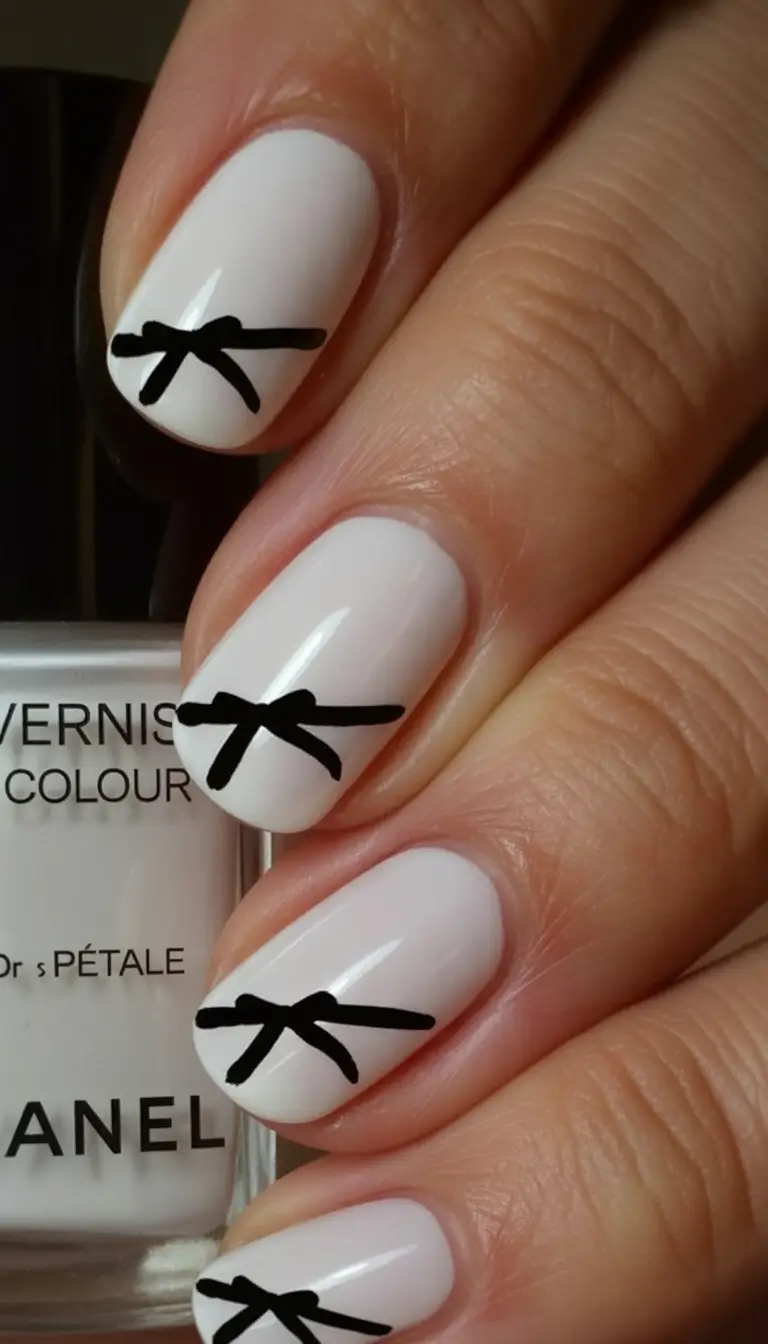 back to school nails ideas 2025 Minimalist Bows for the Cool-Girl Hallway Strut