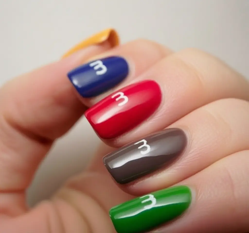 back to school nails ideas 2025 M&M-Inspired Color Blocking for Pop-Lovers
