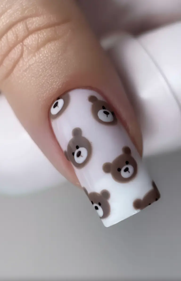 back to school nails ideas 2025 Bear Hugs for the First Day