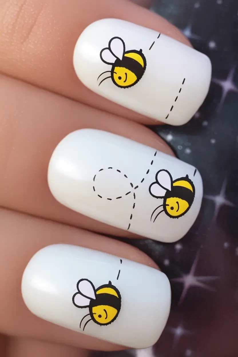 back to school nails ideas 2025 Busy Bee Energy for First-Day Buzz