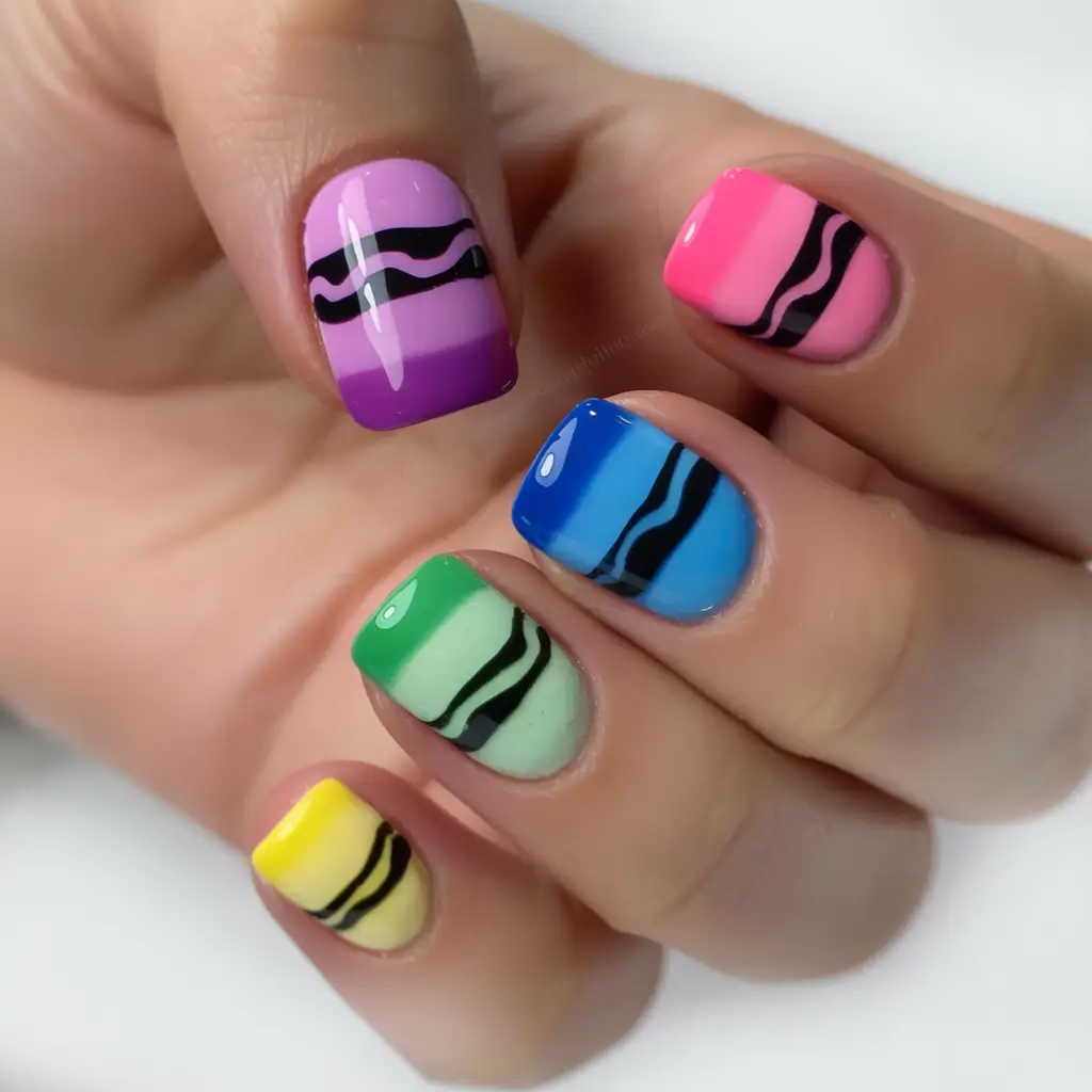 back to school nails ideas 2025 Rainbow Notebook Lines for the Stationery Addict