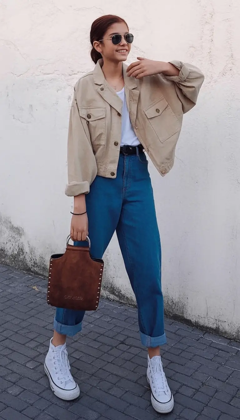 back to school outfits ideas 2025 Neutral Layers and Effortless Denim