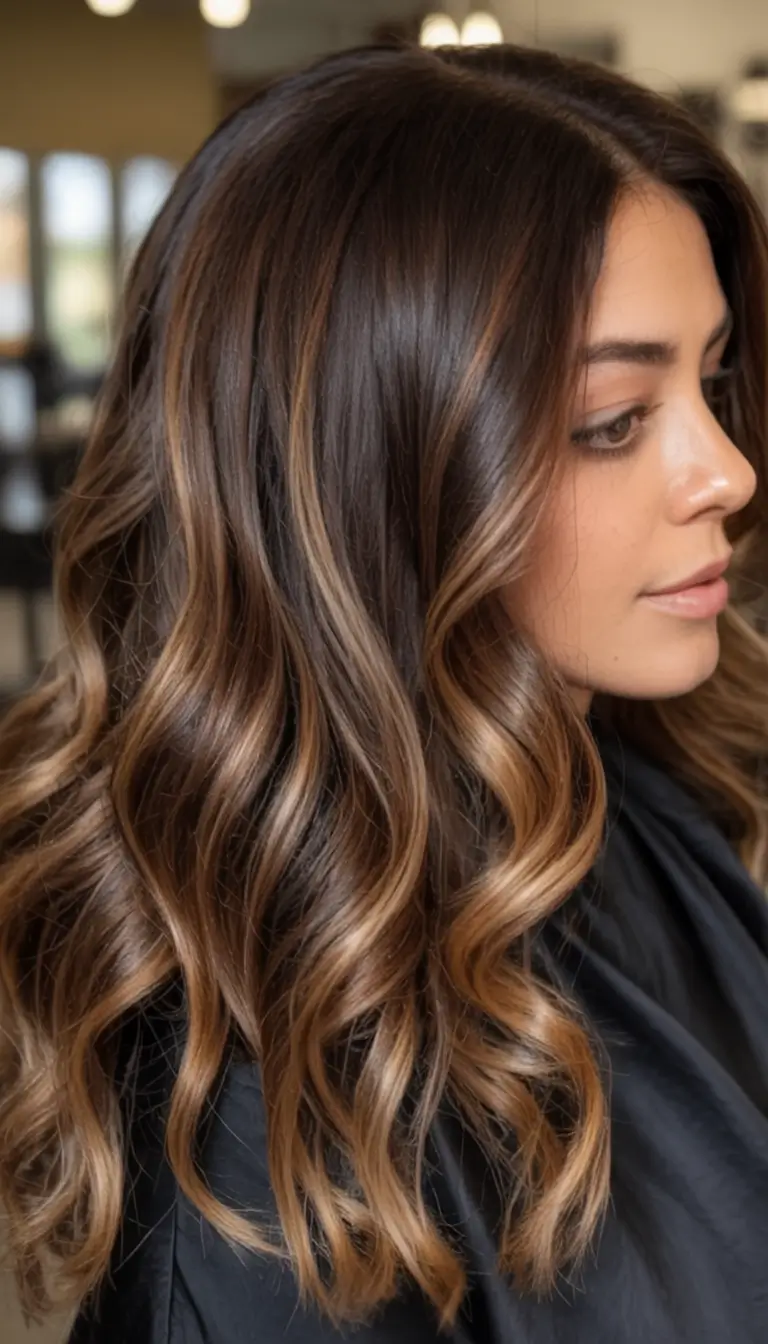 Best Fall Brown Hair Colors to Try in 2025 Chocolate Twist with Glossy Ribbon Waves