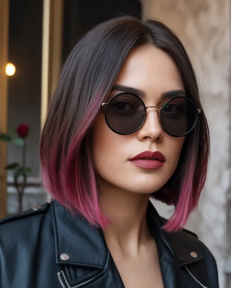 Best Fall Brown Hair Colors to Try in 2025 Berry-Tinted Bob with Shadow Root Drama