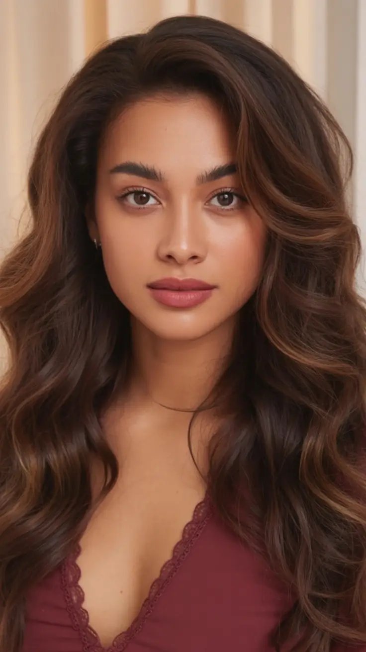 Best Fall Brown Hair Colors to Try in 2025 Soft Mocha Volume with Classic Glam