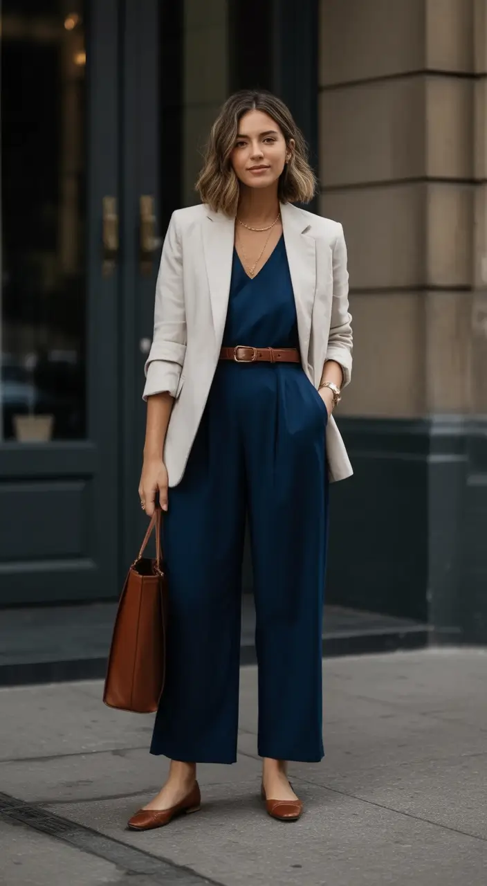 Business casual outfits ideas for fall 2025 Soft Neutrals with a Structured Statement