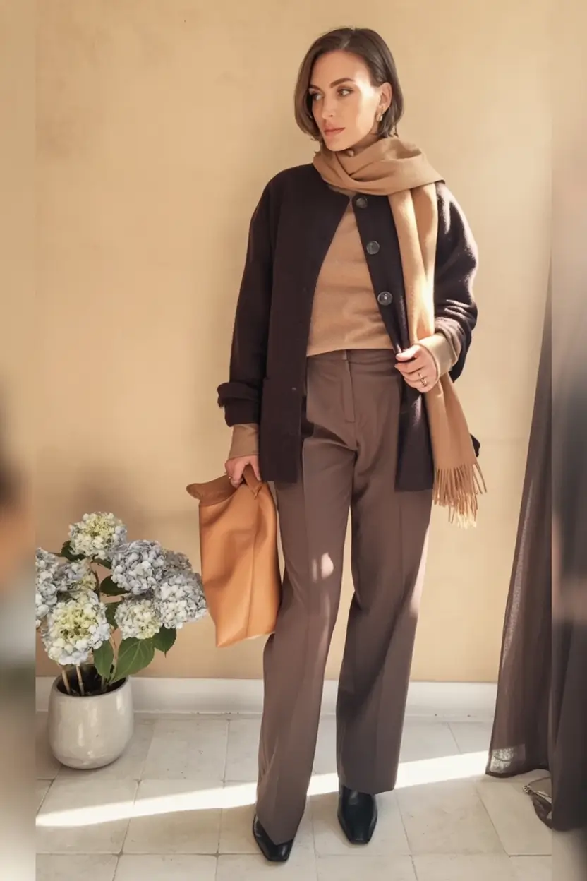 Business casual outfits ideas for fall 2025 Camel Tones with a Sculpted Touch