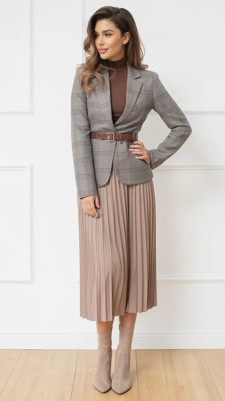 Cozy & Chic Fall outfits Ideas to Try in 2025 Structured Neutrals With A Belted Twist