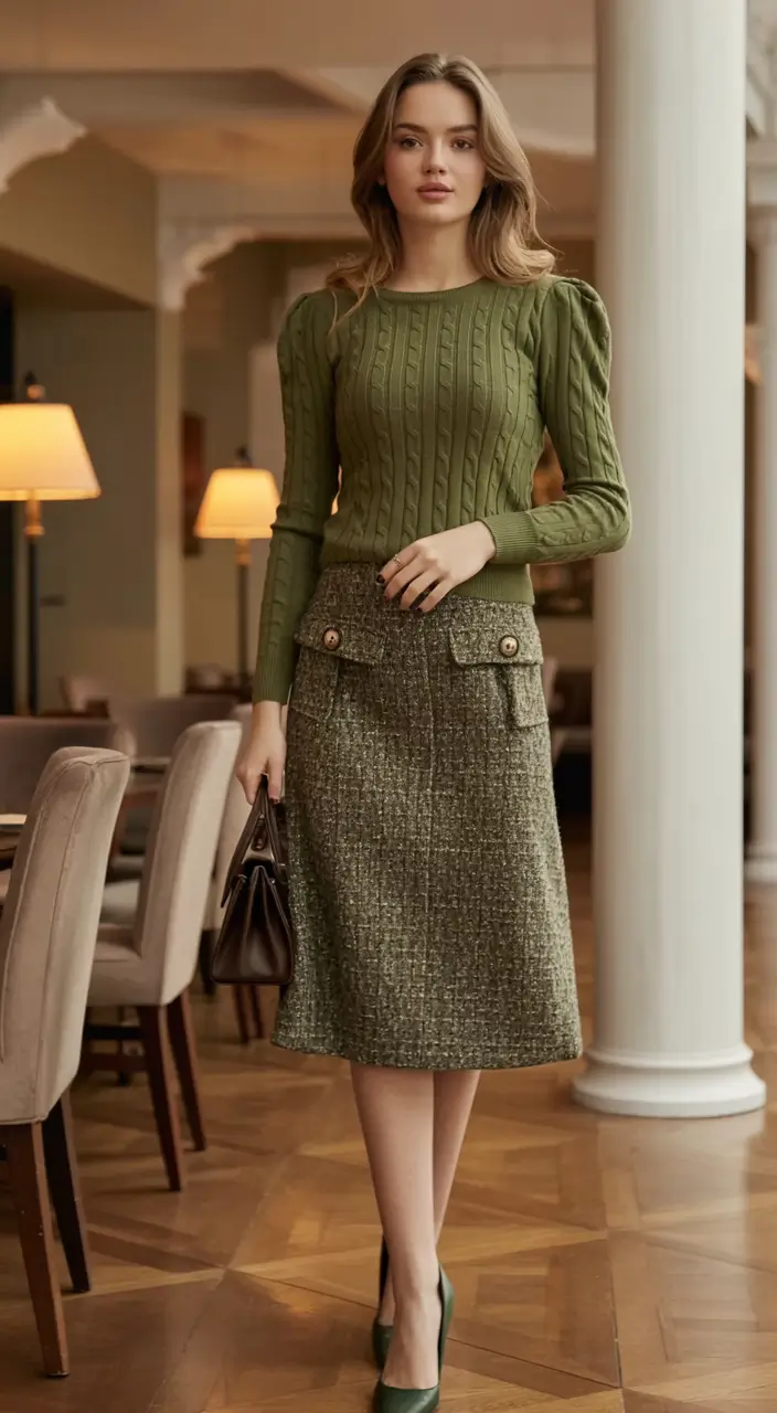 Cozy & Chic Fall outfits Ideas to Try in 2025 Polished Olive Layers for Office Days