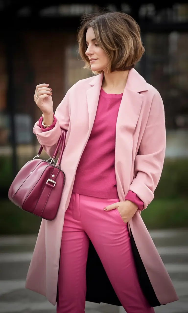 Cozy & Chic Fall outfits Ideas to Try in 2025 Berry Bold Color Blocking