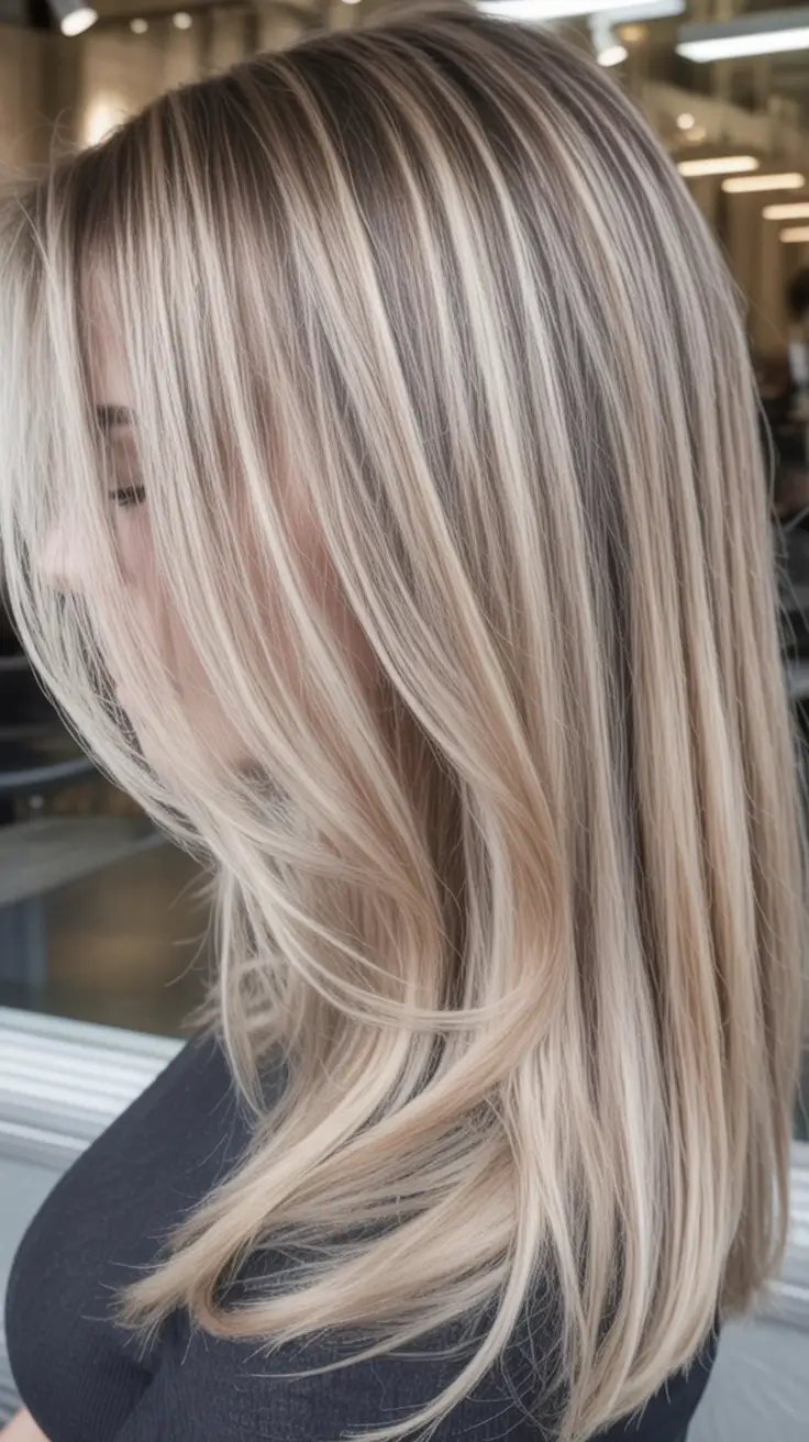 Golden Fall Hair Color for Blondes in 2025 Rooted Blonde with Ice-Cream Highlights
