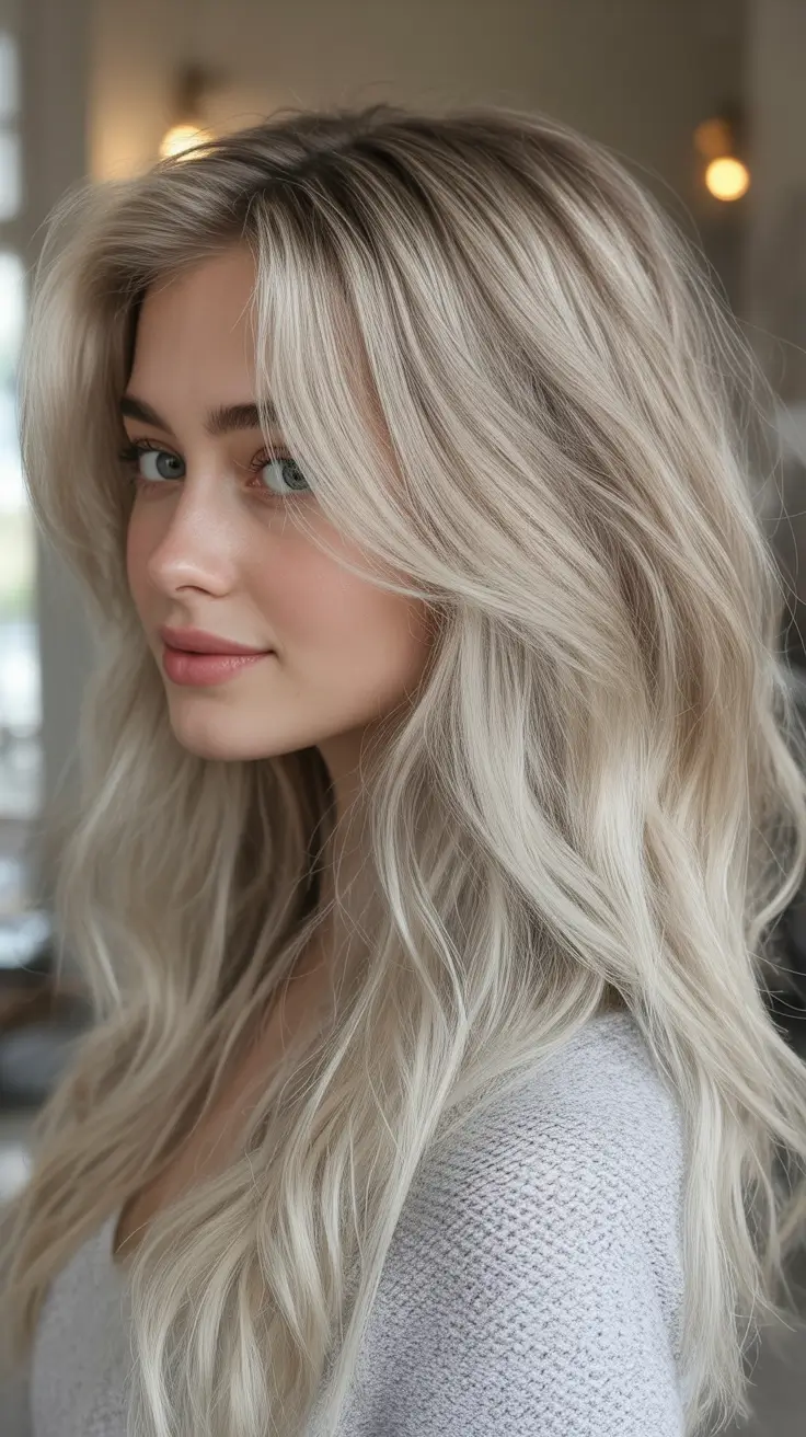 Golden Fall Hair Color for Blondes in 2025 Voluminous Platinum with a Brushed-Out Wave